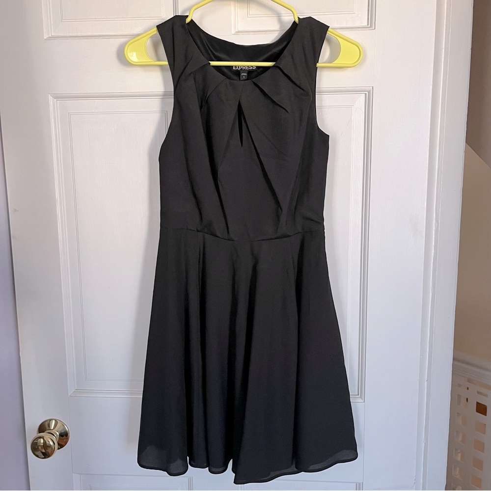 Express keyhole fit and flare little black dress